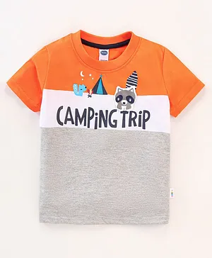 Teddy Sinker Half Sleeves T-Shirt Koala Print-Orange & Grey