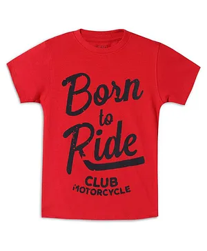 THETA Half Sleeves Born To Ride Graphic Printed Tee - Red