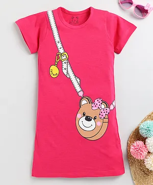 Little Marine Short Sleeves Sling Bag Printed Night Wear T Shirt Dress - Pink