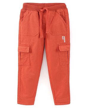Babyhug Cotton Spandex Full Length Stretchable Trouser Adventure Ready Print - Red
