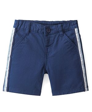 Babyhug Cotton Spandex Knee Length Stretchable Shorts Solid Colour - Blue