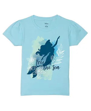 Disney By Wear Your Mind Disney Princess Featuring Half Sleeves Little Mermaid Free As The Sea Printed Tee - Sky Blue