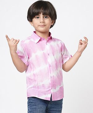 Lil' Drama Half Sleeves Tie & Dye Shirt - Purple