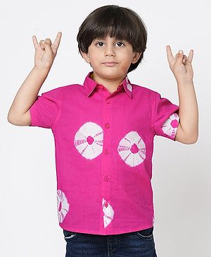 Lil' Drama Half Sleeves Tie & Dye Shirt - Pink
