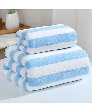 JARS Collections 100% Microfiber Very Soft Striped  Baby Bath Towel and Hand Towel Pack of 2 - Blue