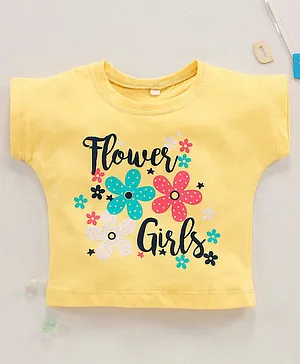 Enfance Core Short Sleeves Flower Girl Printed Top - Yellow