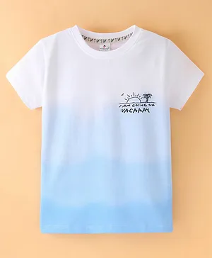 Ollypop Sinker Half Sleeves T-Shirt Dye Print - White & Blue
