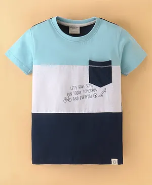 Ollypop Sinker Half Sleeves Cut & Sew Design T-Shirt - Midnight Blue & White Melange
