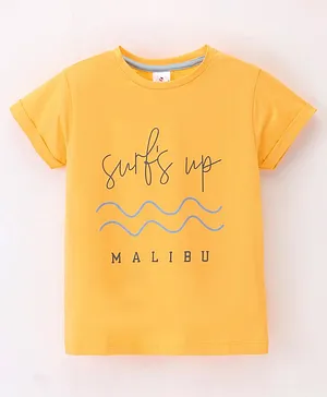 Ollypop Sinker Half Sleeves T-Shirt Surfs Up Print - Yellow Gold