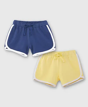 Nap Chief Pack Of 2 Solid Curved Hem Shorts - Navy Blue & Yellow