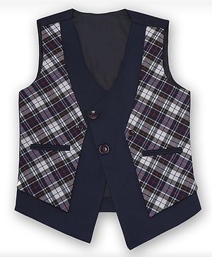 AJ Dezines Sleeveless Tartan Checked Party Waistcoat - Purple