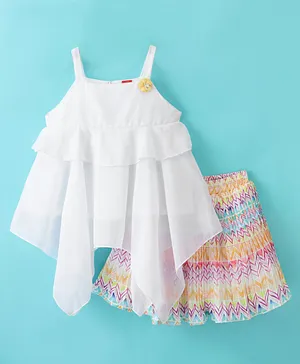 Twetoons Woven Sleeveless Top & Skirt Set Argyle Print - Pink & White