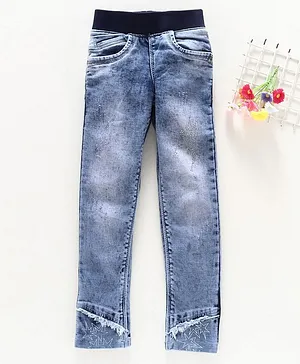 Enfance Full Length Stars Printed Stretchable Jeans - Stone Blue