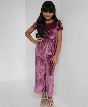 AND Girl Short Sleeves Solid Jumpsuit - Rose Pink