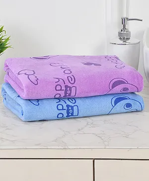 Jars Collections 100% Microfiber  Super Soft Baby Bath Towel Cartoon Print Set of 2 - Multicolor