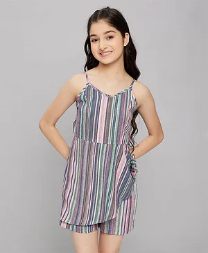 Stylo Bug Sleeveless Striped Midi Jumpsuit - Pink