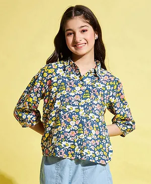 Stylo Bug Three Fourth Sleeves Floral Printed Top - Multi Colour