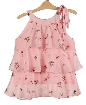 Lil Lollipop Sleeveless Floral Printed Top - Pink