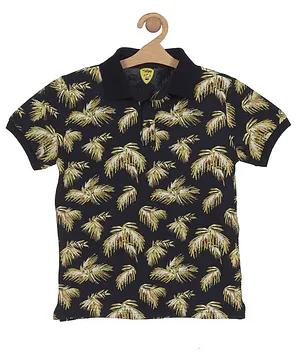 Lil Lollipop Half Sleeves Tropical Leaves Printed Tee - Green