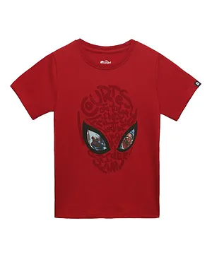 The Souled Store Half Sleeves Marvel Avengers Spider Man Featured Printed Tee  - Red