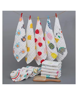 Elementary Premium 6 Layered Ultra Soft
                      Muslin Cotton Wash Cloth Pack of 4 - (Colour &
                      Print May Vary)