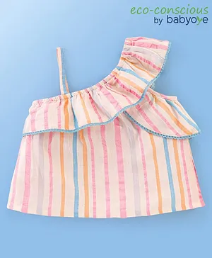 Babyoye Eco-Conscious Female  Cotton Sleeveless Top With Stripes - Multicolour