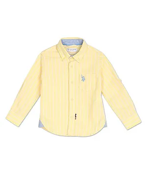 US Polo Assn Cotton Knit Full Sleeves Shirt Striped  - Yellow