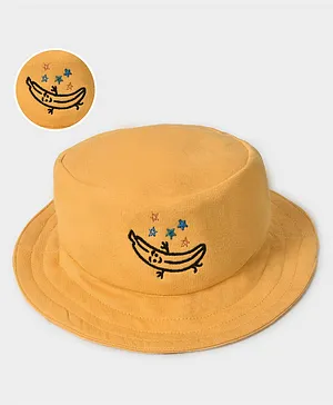 Mi Arcus 100% Cotton Banana & Stars Detail Bucket Hat - Orange