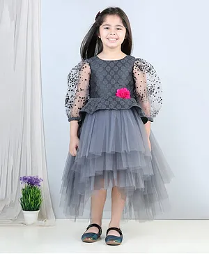 Kids Grey Net Frock, Age Group: 8-10 Years