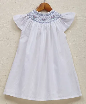 Liz Jacob White Little Angel Cotton Dress For Girls