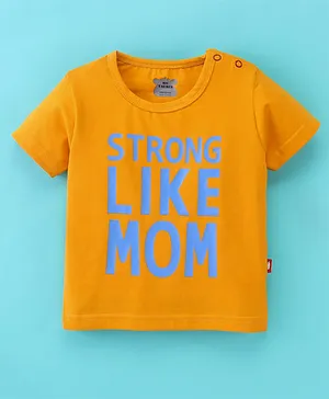 Mini Tauras Half Sleeves T-Shirt Strong Like Mom Print - Yellow