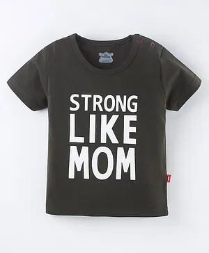 Mini Tauras Half Sleeves T-Shirt Strong Like Mom Print - Green