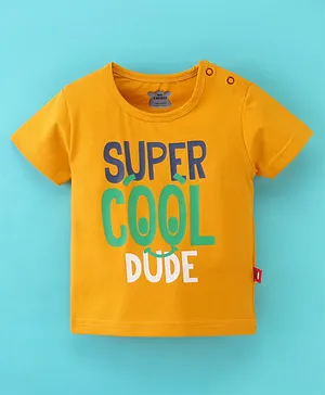Mini Tauras Half Sleeves T-Shirt Super Cool Dude Print - Dark Yellow