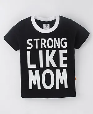 Mini Taurus Half Sleeves T-Shirt Strong Like Mom Print - Dark Navy