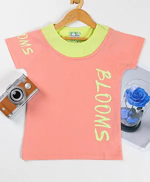 Nins Moda Half Sleeves Blooms Printed Tee - Peach