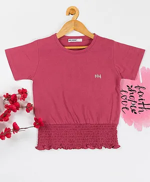 Nins Moda Half Sleeves Solid Top - Onion Pink