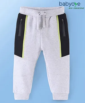 Babyoye 100% Cotton Dyed Full Length Lounge Pants Solid Colour - Grey