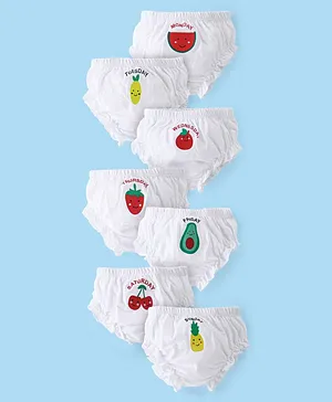 Babyhug 100% Cotton Knit Bloomer Fruits &
                      Days of the Week Print Pack of 7 - White