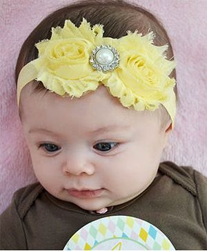 Akinos kids Flowers Applique Lace Headband With Diamond Stud