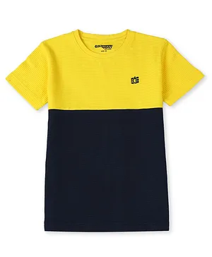 GINI AND JONY Cotton Half Sleeves Colour Block T-shirt - Yellow