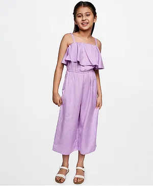 AND Girl Sleeveless Ruffled Bodice Solid Jumpsuit - Lilac