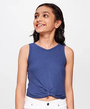 Global Desi Girl Sleeveless Ribbed Top - Navy Blue