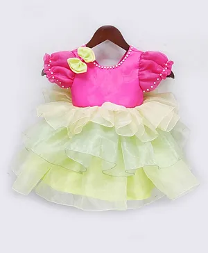 Fayon Kids Multi Colour Organza layered Frock for Girls