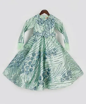 Fayon Kids Green Sequence Gown for Girls