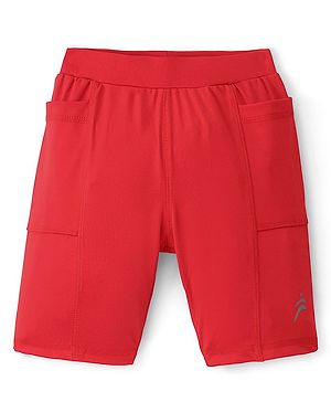 Pine Active Knee Length Solid Dyed Cycling Shorts - Red