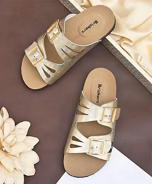 Briskers Comfortable Fit Heart Printed Sandals - Golden