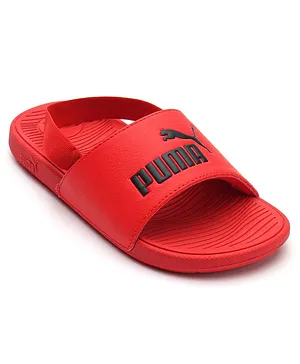PUMA Slip On Sliders Logo Print - For All Time Red & Black