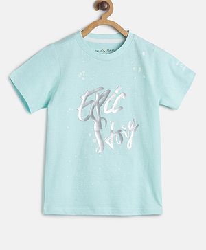 Tales & Stories Half Sleeves Epic Story Foil printed Tee - Sky Blue