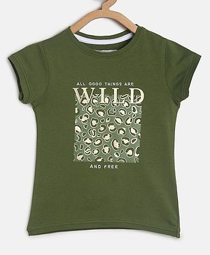 Tales & Stories Short Sleeves All Good Things Are Wild & Free Printed Tee - Olive Green