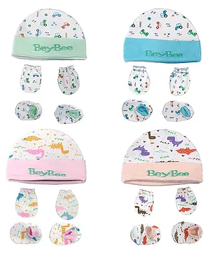 BeyBee Cotton Mittens and Booty Combo Set of 4 - Multicolour